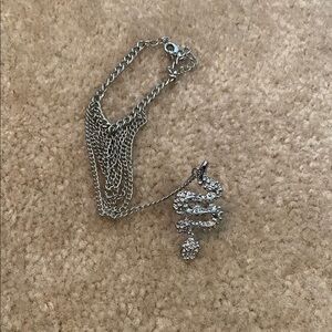 Silver Snake Pendant Bracelet with Ring